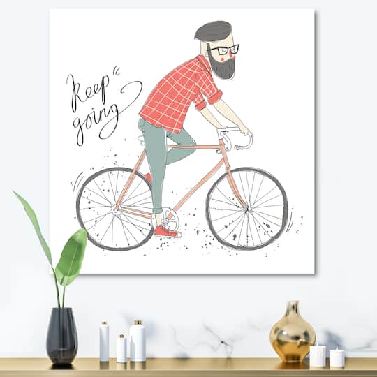 Designart - Hipster Man On A Bicycle